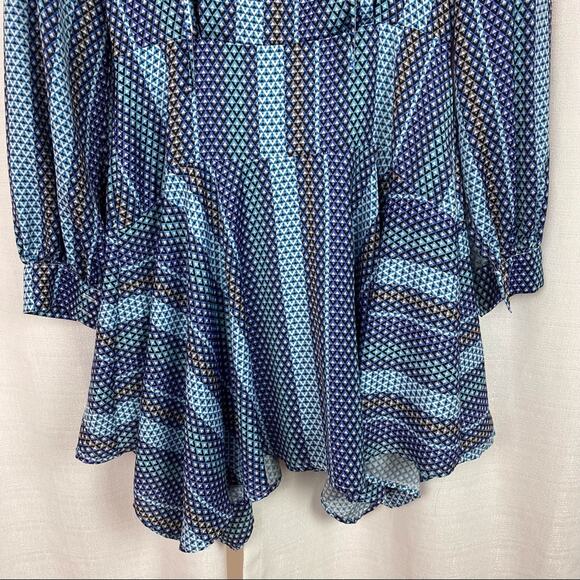 Finders Keepers Blue Hunter Geometric Sharkbite Hem Dress Sz.S - Picture 7 of 16